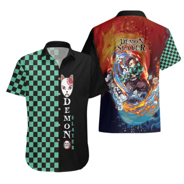 Anime Demon Slayers Tanjiro Hawaiian Shirt Ichimatsu Checkered Pattern 1.jpg