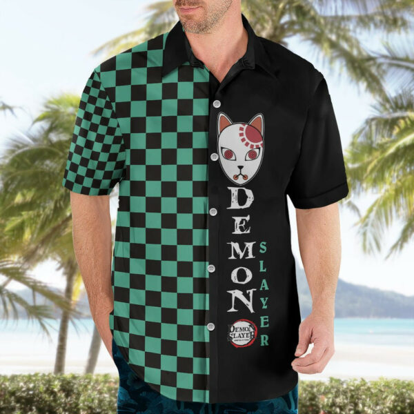 Anime Demon Slayers Tanjiro Hawaiian Shirt Ichimatsu Checkered Pattern TS07 4.jpg