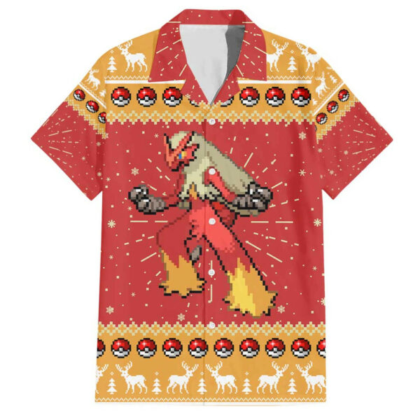 Blaziken Pokemon Hawaiian Shirt Anime Pixel Christma Pattern 1.jpg