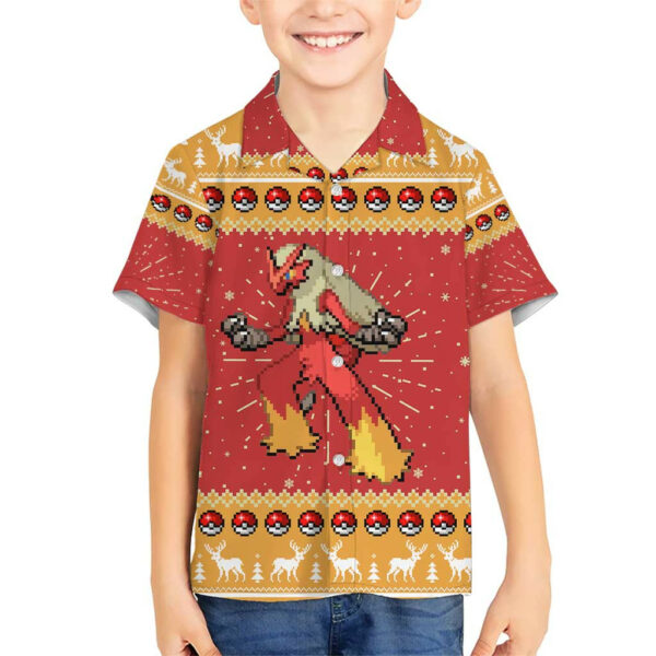 Blaziken Pokemon Hawaiian Shirt Anime Pixel Christma Pattern 5.jpg