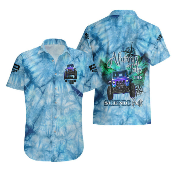 Blue Jeep Tie Dye Hawaiian Shirt Always Take The Scenic Route 3.jpg