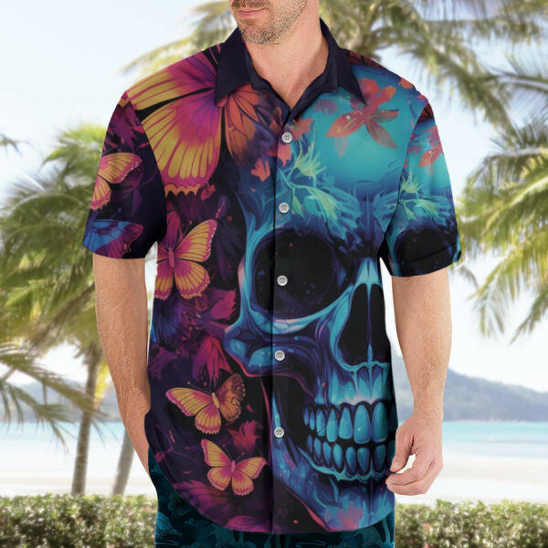 Fantasy Skull with Butterflies Hawaiian Shirt Love me or hate me im still gonna shine 3.jpg
