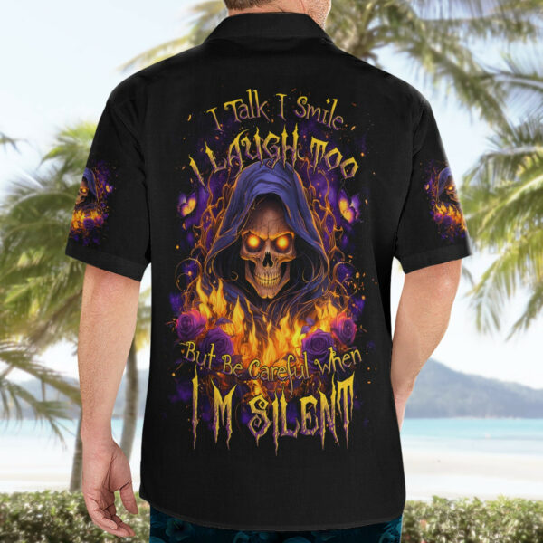 Flame Skull Hawaiian Shirt I Talk I Smite But Be Careful When I Silent 4.jpg