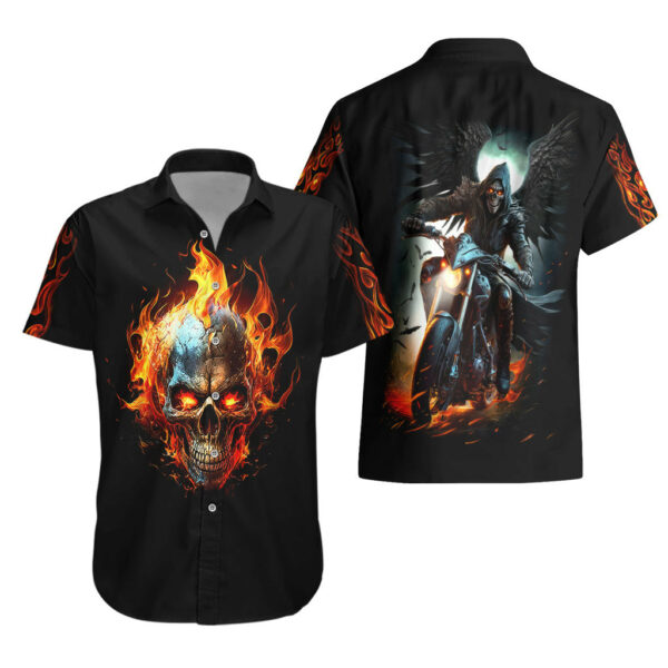 Flaming Skull Hawaiian Shirt Celestial Riders with Angel Wings 3.jpg