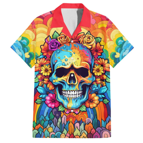 Floral Skull Hawaiian Shirt Im Blunt because god rolled me that way 1.jpg