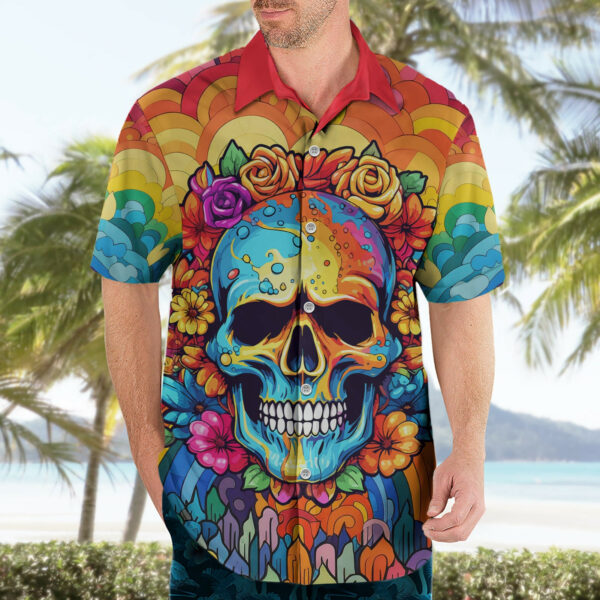 Floral Skull Hawaiian Shirt Im Blunt because god rolled me that way 3.jpg