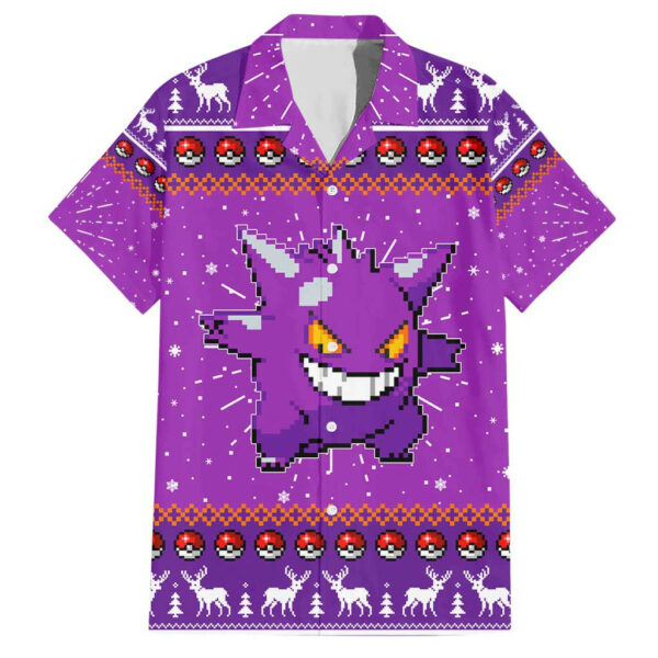 Gengar Pokemon Hawaiian Shirt Anime Pixel Christma Pattern 1.jpg