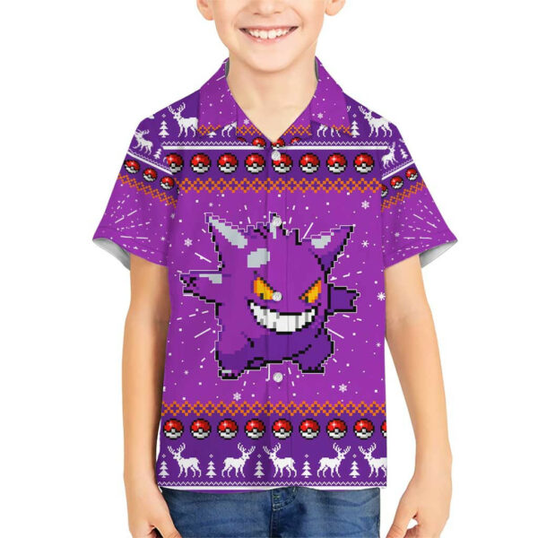 Gengar Pokemon Hawaiian Shirt Anime Pixel Christma Pattern 5.jpg