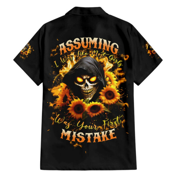 Sunflower Skull Hawaiian Shirt Assuming I Was Like Most Girls Was Your First Mistake 1.jpg