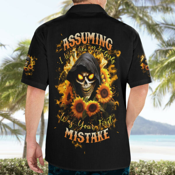 Sunflower Skull Hawaiian Shirt Assuming I Was Like Most Girls Was Your First Mistake 4.jpg