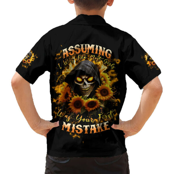 Sunflower Skull Hawaiian Shirt Assuming I Was Like Most Girls Was Your First Mistake 6.jpg