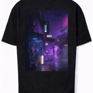Neon Rain Alley Cyberpunk Art Tee